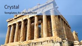  Presentation with scenic - Beautiful slide deck featuring parthenon temple acropolis athens backdrop and a light blue colored foreground