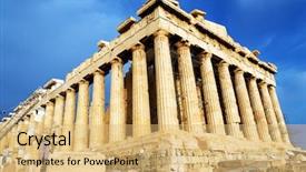  Presentation with ancient greece - PPT theme with parthenon temple acropolis athens background and a yellow colored foreground