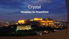  Presentation with civilization - PPT theme having parthenon-temple-and-amphiteater background and a ocean colored foreground