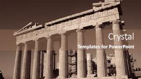  Presentation with temple - Audience pleasing slide deck consisting of parthenon-temple-closeup-in-acropolis backdrop and a violet colored foreground