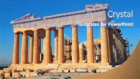  Presentation with temple - Slide set with parthenon-temple-closeup-in-acropolis background and a teal colored foreground