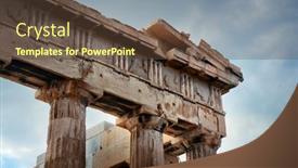  Presentation with temple - Colorful presentation theme enhanced with parthenon-temple-closeup-in-acropolis backdrop and a tawny brown colored foreground