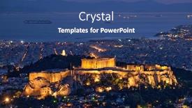  Presentation with ancient greece - Beautiful PPT layouts featuring parthenon-temple-on-hill backdrop and a ocean colored foreground