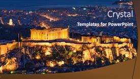  Presentation with ancient civilization - Colorful slide deck enhanced with parthenon-temple-on-hill backdrop and a ocean colored foreground