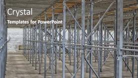  Presentation with storage - PPT theme with partial-shelving-storage-space background and a dark gray colored foreground