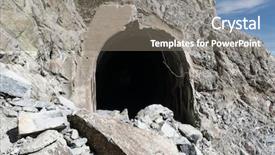  Presentation with los angeles - Presentation design having partially collapsed entrance and rock background and a gray colored foreground