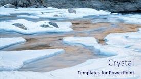  Presentation with ice frozen - Presentation theme consisting of partially-frozen-poudre-river background and a sky blue colored foreground