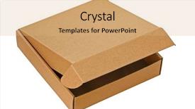  Presentation with pizza - Slides having partially opened isolated on white background and a coral colored foreground