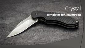  Presentation with black paper - Cool new presentation theme with partially-opened-used-pocket-knife backdrop and a dark gray colored foreground