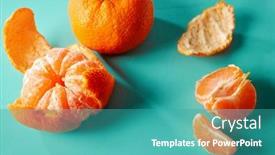  Presentation with teal - PPT theme consisting of partially-peeled-tangerine-on-teal background and a teal colored foreground