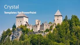  Presentation with castle - PPT theme enhanced with partially-ruined-gallenstein-castle-founded background and a teal colored foreground