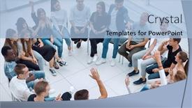  Presentation with questions - Theme with participants-ask-questions-during background and a light blue colored foreground