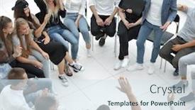  Presentation with questions - Theme enhanced with participants-ask-questions-during background and a sky blue colored foreground