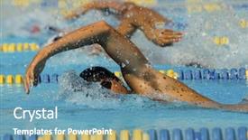  Presentation with swimming - PPT theme consisting of participants competing in a swimming background and a teal colored foreground