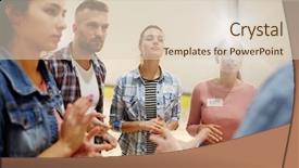  Presentation with sport psychology - Cool new PPT theme with participants of sport achievement discussion backdrop and a lemonade colored foreground