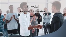  Presentation with forum - Presentation theme with participants-of-the-business-forum background and a light gray colored foreground