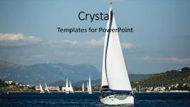  Presentation with luxury yacht - PPT layouts with participate in sail yacht regatta background and a light blue colored foreground