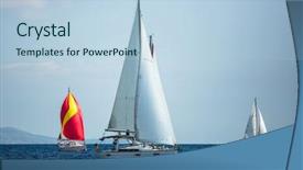  Presentation with sailing - Slides consisting of participate in sail yacht regatta background and a light blue colored foreground