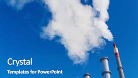  Presentation with industrial company - Colorful presentation theme enhanced with particulate air pollution - chimney of an industrial company backdrop and a teal colored foreground