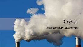  Presentation with sky blue - Slide deck consisting of particulate air pollution - smoking chimneys of a factory background and a light gray colored foreground