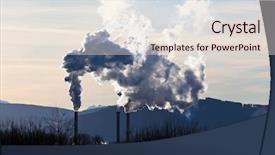  Presentation with pollution - Presentation with particulate air pollution - smoking chimneys of a factory background and a  colored foreground