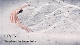  Presentation with performance - PPT layouts having particules - performance ballet dancer jumping background and a light gray colored foreground