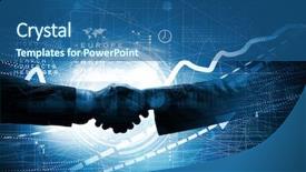  Presentation with close up of digital multimeter - Audience pleasing PPT layouts consisting of partner - close up of business handshake backdrop and a ocean colored foreground