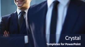  Presentation with gold man smile - Presentation theme having partner - close-up of smiling man background and a navy blue colored foreground