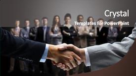  Presentation with business partner - Beautiful PPT theme featuring partner - handshake isolated on business background backdrop and a gray colored foreground