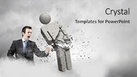  Presentation with stone afe - Audience pleasing presentation design consisting of partner enemy - angry young businessman fighting backdrop and a light gray colored foreground