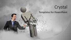  Presentation with stone - Audience pleasing PPT theme consisting of partner enemy - angry young businessman fighting backdrop and a  colored foreground
