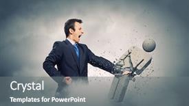  Presentation with stone - PPT theme having partner enemy - angry young businessman fighting background and a gray colored foreground