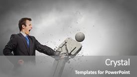  Presentation with stone - Cool new PPT theme with partner enemy - angry young businessman fighting backdrop and a  colored foreground