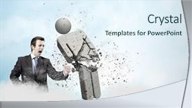  Presentation with kidney stone - Presentation enhanced with partner enemy - angry young businessman fighting background and a  colored foreground