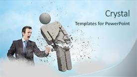  Presentation with stone - Cool new slides with partner enemy - angry young businessman fighting backdrop and a  colored foreground