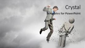  Presentation with stone afe - Slide deck with partner enemy - angry young businessman fighting background and a  colored foreground