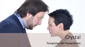  Presentation with drone fire fighting robot - Slides consisting of partner enemy - businesswoman and businessman are fighting background and a mint green colored foreground