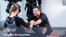  Presentation with ems - PPT theme having partner-exercise-for-core-body background and a ocean colored foreground