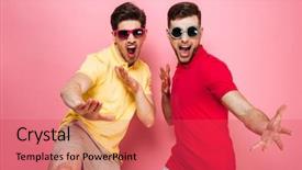  Presentation with gay - Beautiful PPT theme featuring sunglasses posing while standing backdrop and a red colored foreground