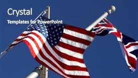  Presentation with british - Amazing presentation theme having partner military - american and british flags flying backdrop and a ocean colored foreground