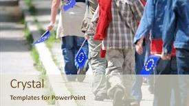  Presentation with walking - Slides featuring partner military - childreens group with eu flags background and a lemonade colored foreground