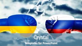  Presentation with conflict - Colorful PPT theme enhanced with partner military - governments conflict concept boxing gloves backdrop and a teal colored foreground