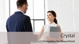  Presentation with partnership - Cool new slide set with partner seller - business people partnership and cooperation backdrop and a  colored foreground