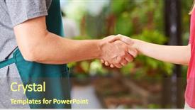  Presentation with handshake between healthcare and it - Audience pleasing presentation theme consisting of partner seller - handshake between worker with apron backdrop and a  colored foreground