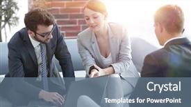  Presentation with lawyer client - PPT theme with partner seller - woman lawyer advises his client background and a seafoam green colored foreground