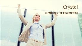  Presentation with business partner - Slides with partner win - business people and education concept background and a  colored foreground