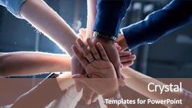  Presentation with business partner - Cool new slides with partner win - multiethnic group of young business backdrop and a violet colored foreground