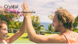  Presentation with healthy living - Cool new PPT theme with partner win - summer sport tennis players having backdrop and a lemonade colored foreground