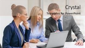  Presentation with team discussion - Cool new PPT layouts with partner work - business technology and office concept backdrop and a coral colored foreground