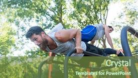  Presentation with low back - Amazing slide deck having partner workout in a calisthenics backdrop and a tawny brown colored foreground